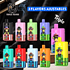 Colorful vape devices featuring cartoon monkey graphics, labeled 'Triple Flavor' with the text '3 Flavors Ajustables' and various designs arranged on a dark background.